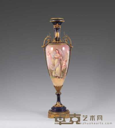19世纪西洋彩绘人物花卉纹杯 高57cm